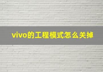 vivo的工程模式怎么关掉