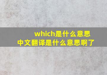 which是什么意思中文翻译是什么意思啊了