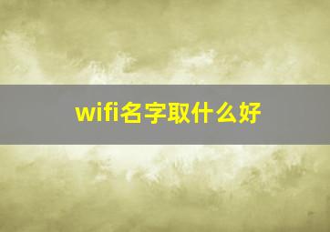 wifi名字取什么好