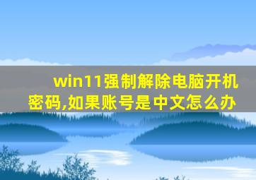 win11强制解除电脑开机密码,如果账号是中文怎么办