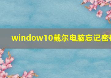 window10戴尔电脑忘记密码