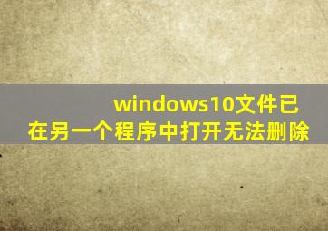 windows10文件已在另一个程序中打开无法删除