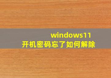 windows11开机密码忘了如何解除