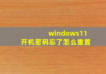 windows11开机密码忘了怎么重置