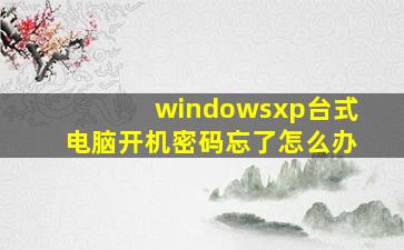 windowsxp台式电脑开机密码忘了怎么办