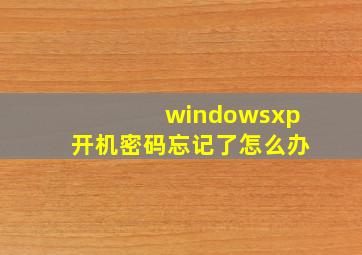 windowsxp开机密码忘记了怎么办