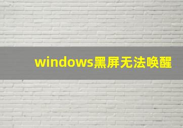 windows黑屏无法唤醒