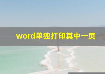 word单独打印其中一页