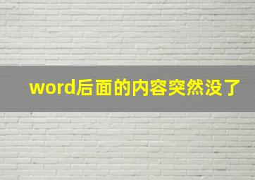 word后面的内容突然没了