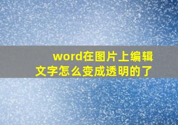 word在图片上编辑文字怎么变成透明的了