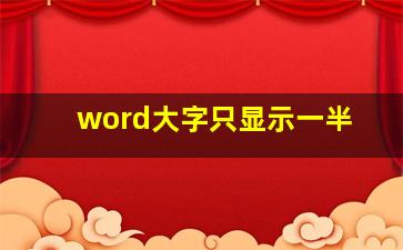 word大字只显示一半