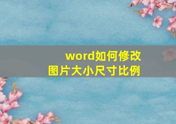 word如何修改图片大小尺寸比例