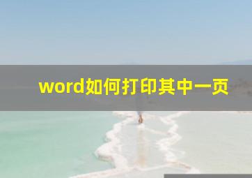 word如何打印其中一页