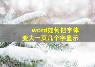 word如何把字体变大一页几个字显示