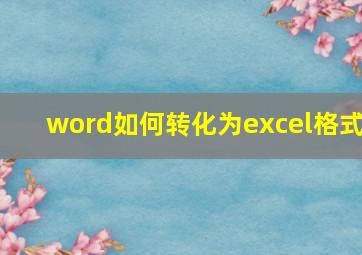 word如何转化为excel格式