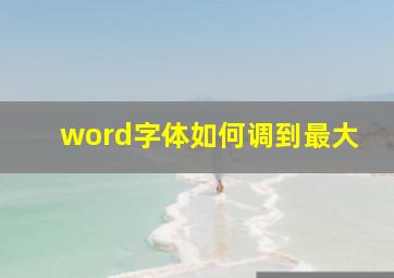 word字体如何调到最大