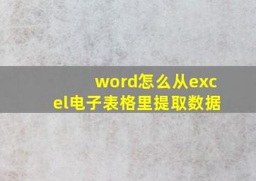 word怎么从excel电子表格里提取数据