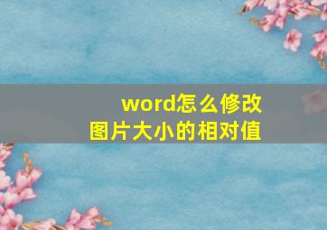 word怎么修改图片大小的相对值