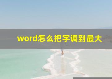 word怎么把字调到最大