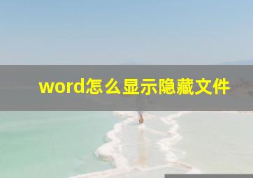 word怎么显示隐藏文件