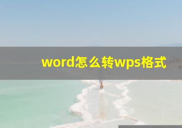 word怎么转wps格式