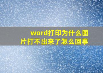 word打印为什么图片打不出来了怎么回事