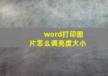 word打印图片怎么调亮度大小