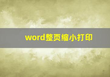 word整页缩小打印