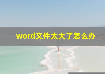 word文件太大了怎么办