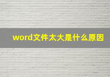 word文件太大是什么原因