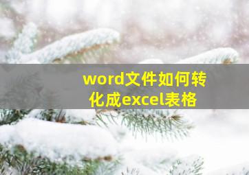 word文件如何转化成excel表格