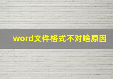 word文件格式不对啥原因