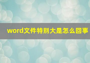 word文件特别大是怎么回事