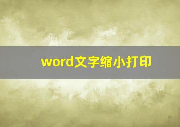 word文字缩小打印