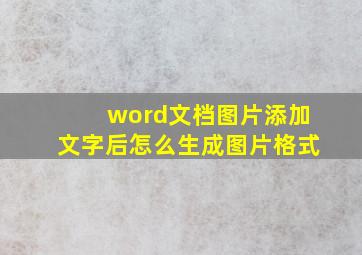 word文档图片添加文字后怎么生成图片格式