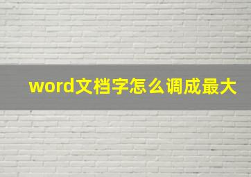 word文档字怎么调成最大