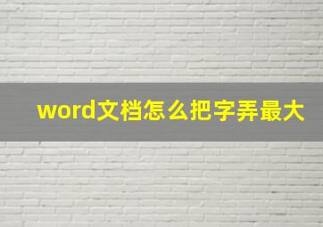 word文档怎么把字弄最大