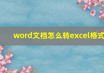 word文档怎么转excel格式