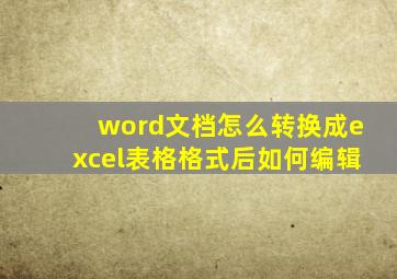 word文档怎么转换成excel表格格式后如何编辑