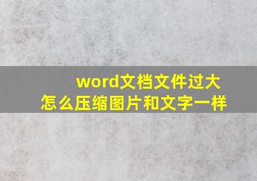 word文档文件过大怎么压缩图片和文字一样