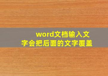 word文档输入文字会把后面的文字覆盖