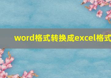 word格式转换成excel格式