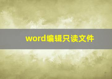 word编辑只读文件