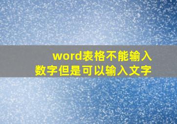 word表格不能输入数字但是可以输入文字