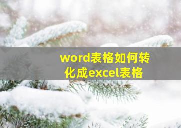 word表格如何转化成excel表格