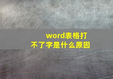 word表格打不了字是什么原因