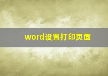 word设置打印页面