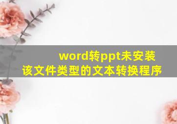 word转ppt未安装该文件类型的文本转换程序