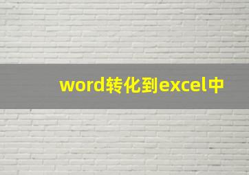 word转化到excel中