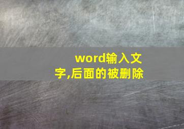 word输入文字,后面的被删除